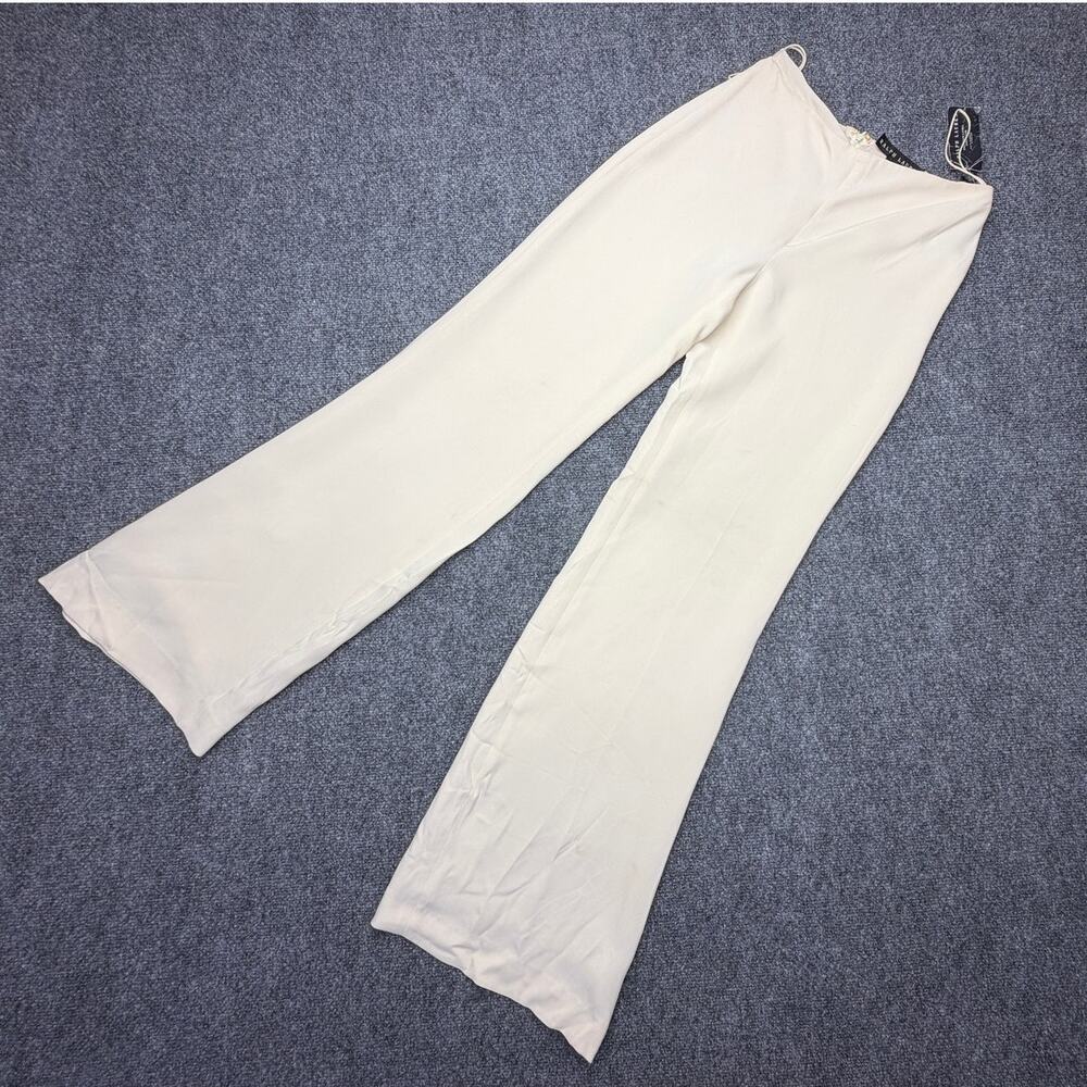 Ralph Lauren Womens Size 2 Cream 100% Silk Diana Pants Wide Leg NWT